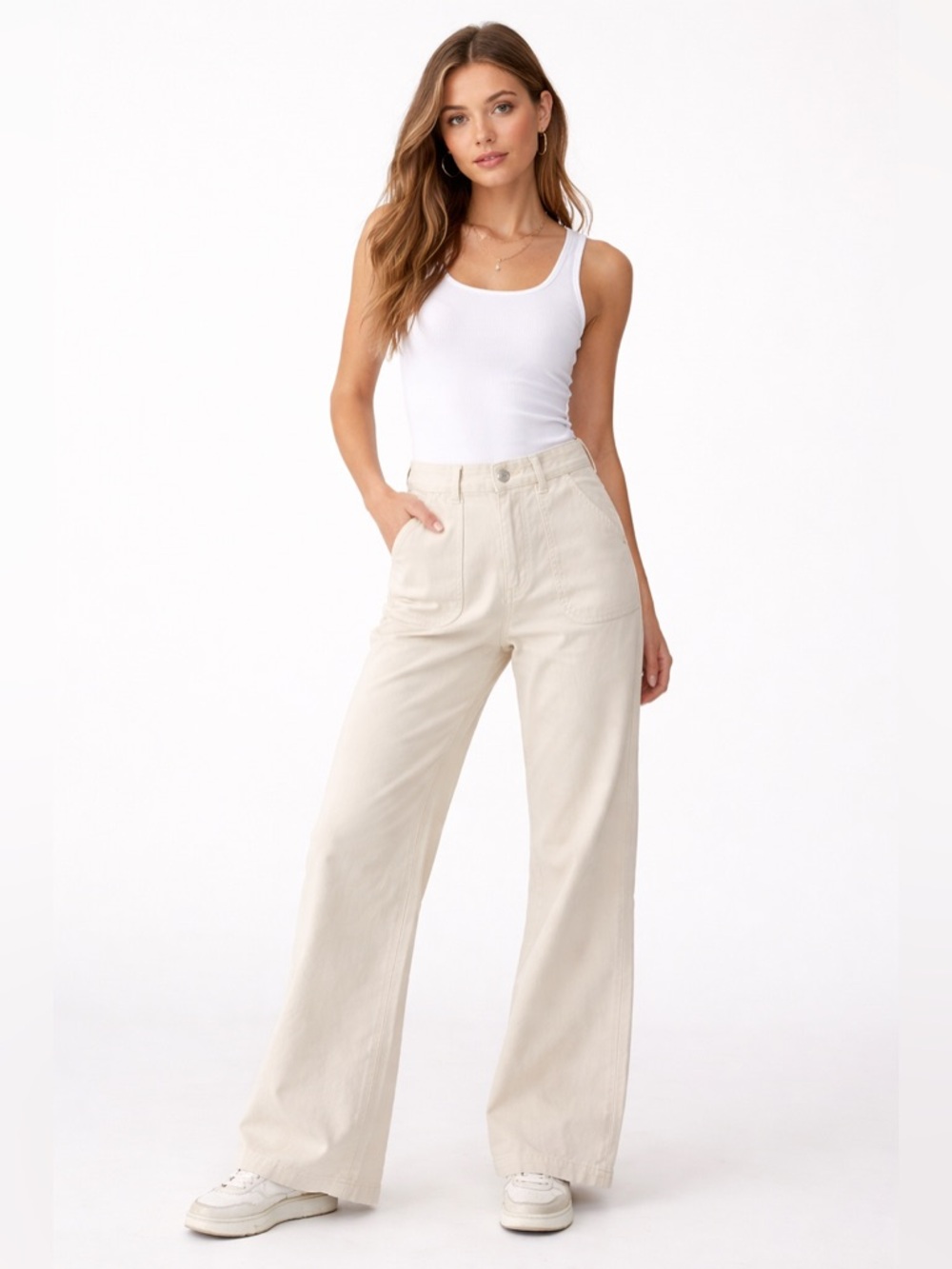 YFB Young Fabulous & Broke Cream Mid Rise Flare Leg Jeans Womens Size XS 26” NWT